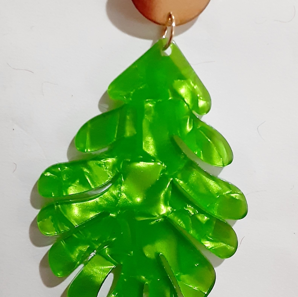 Acrylic Resin Leaf Drop Dangle Statement Earrings… - image 6